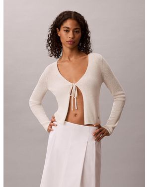 Calvin Klein Linen Blend Tie Front Cardigan - Multicolour
