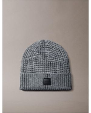 Calvin Klein Grid Stitch Cuff Hat - Gray