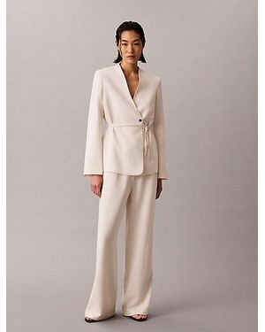 Calvin Klein Textured Shine Trousers - Natural