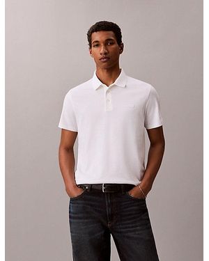 Calvin Klein Slim Cotton Badge Polo Shirt - White