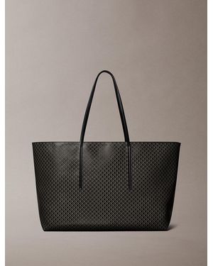 Calvin Klein Allover Emblem Logo Tote Bag - Grey
