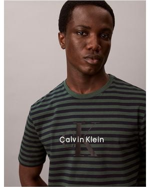 Calvin Klein Calvin Klein Monologo Graphic Stripe Classic T-Shirt - Brown
