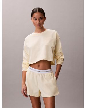 Calvin Klein Cropped Pyjama Top - Natural