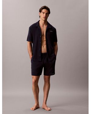 Calvin Klein Long Drawstring Beach Shorts - Blue