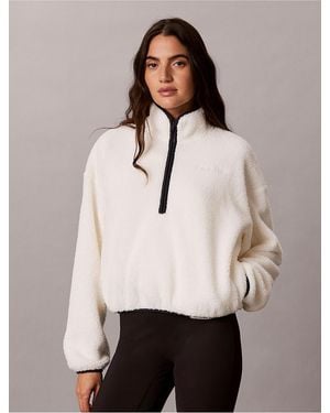 Calvin Klein Calvin Klein Sherpa 1/4 Zip Sweatshirt - Natural