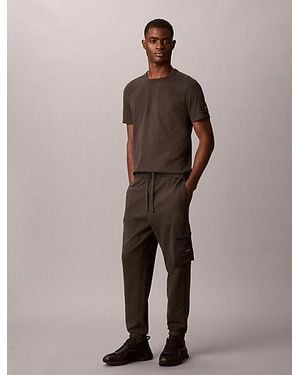 Calvin Klein Jeans Sueded Jersey Badge T-Shirt - Brown