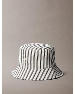 Calvin Klein Geborduurde Gestreepte Bucket Hat Met Monogram - Metallic