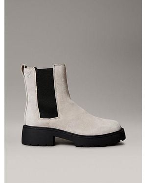 Calvin Klein Ck Bold Leather Chelsea Boots - Grey