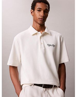 Calvin Klein Jeans Embroidered Logo Polo Shirt - Natural