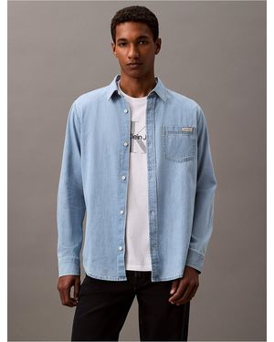 Calvin Klein Classic Denim Button-Down Shirt - Blue