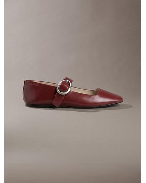 Calvin Klein Leather Mary Jane Ballerinas - Brown
