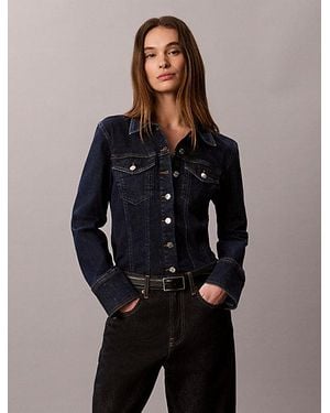 Calvin Klein Sculpted Denim Button-Down Trucker Overhemd - Blauw
