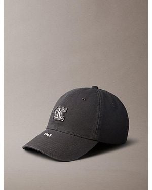 Calvin Klein Washed Canvas Embroidered Logo Cap - Grey