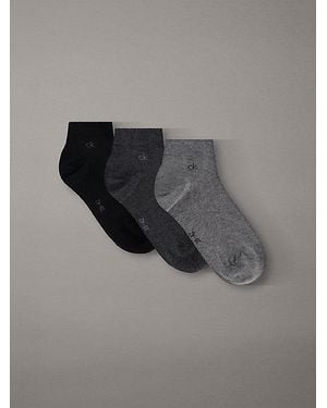 Calvin Klein 3 Pack Soft Cotton Stretch Ankle Socks - Grey