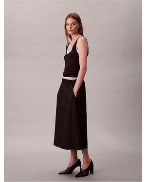 Calvin Klein Soft Nylon Midi Skirt - Black