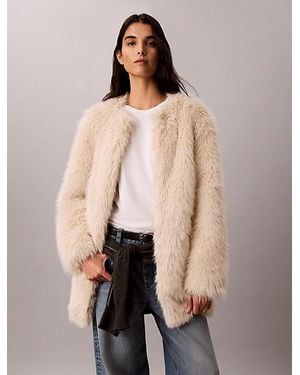Calvin Klein Jeans Faux Fur Coat - Natural