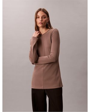 Calvin Klein Tailored Knit Slim Tunic Top - Natural