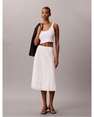 Calvin Klein Broderie Midi Skirt - Pink