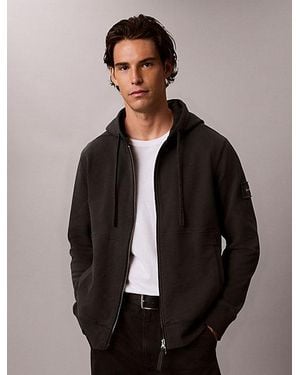 Calvin Klein Jeans Cotton Terry Badge Zip Hoodie - Black