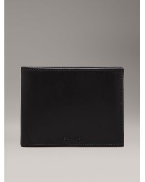 Calvin Klein Leather Rfid Trifold Wallet - Black