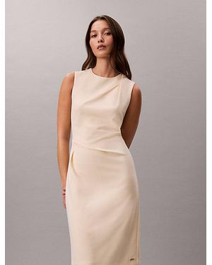 Calvin Klein Stretch Crepe Sleeveless Dress - Natural