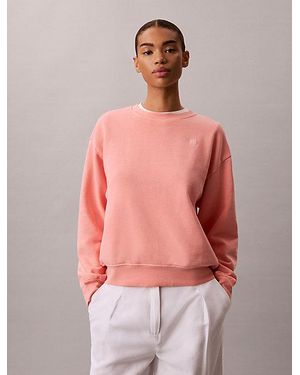 Calvin Klein Sudadera holgada de felpa de algodón con monograma - Rosa