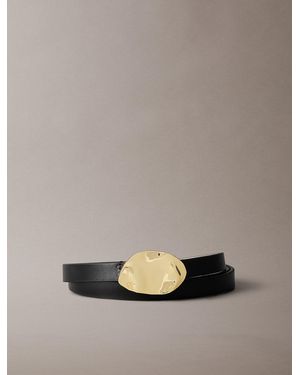Calvin Klein Ceinture En Cuir Slim - Gris