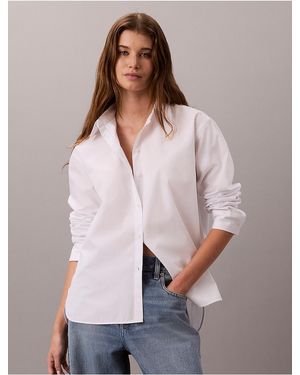 Calvin Klein Calvin Klein Poplin Cotton Classic Button-Down Shirt - White