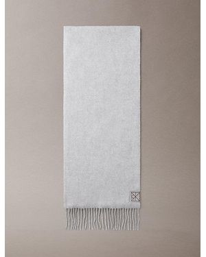 Calvin Klein Soft Cashmere Emblem Scarf - Grey
