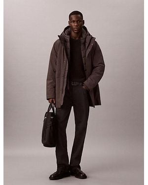 Calvin Klein Heathered Puffer Jacket - Brown