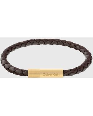 Calvin Klein Bracelet En Cuir Tressé - Métallisé