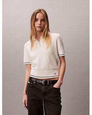 Calvin Klein Jeans Cable Knit Short Sleeve Jumper - Multicolour