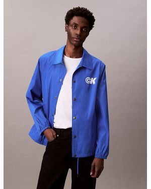 Calvin Klein Sport Monogram Logo Coach Jacket - Blue