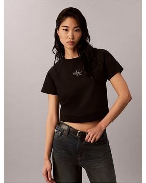 Calvin Klein Calvin Klein Monologo Interlock Cropped Tee - Black
