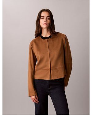 Calvin Klein Soft Sueded Seamed Jacket - Blue