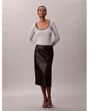 Calvin Klein Klassischer Pullover Mit U-Ausschnitt Aus Baumwollgemisch - Mehrfarbig