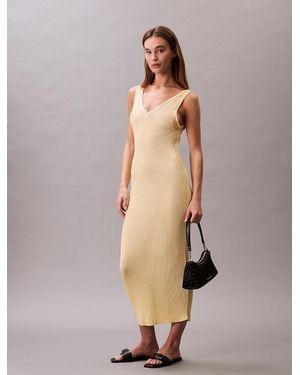 Calvin Klein Knit Rib Sleeveless Dress - Natural