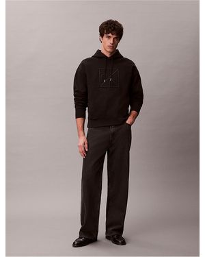 Calvin Klein Emblem Logo Terry Zip Hoodie - Black