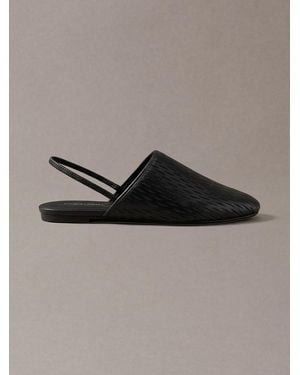 Calvin Klein Leather Slingback Mules - Brown