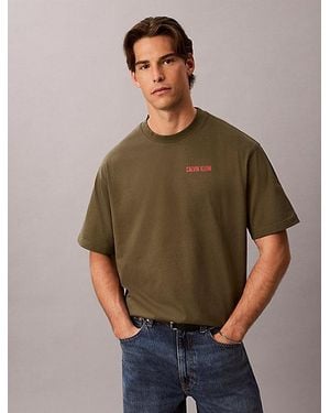 Calvin Klein Jeans Relaxed Calvins Or Nothing Graphic T-Shirt - Green