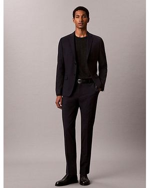 Calvin Klein Slim Wool Stretch Trousers - Natural