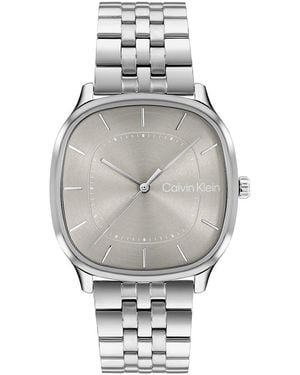 Calvin Klein Rounded Case Sunray Dial Watch - Gray