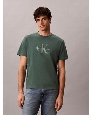 Calvin Klein Jeans Washed Cotton Monogram T-Shirt - Green