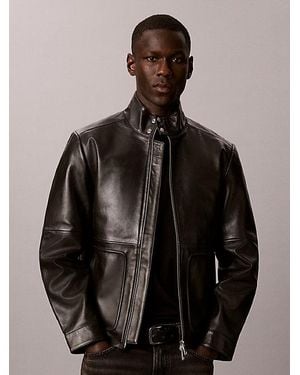 Calvin Klein Nappa Leather Jacket - Black