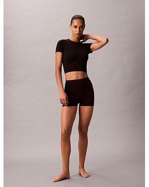 Calvin Klein Camiseta de pijama sin costuras de canalé - Negro