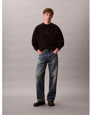 Calvin Klein Maglione Con Logo Monogramma Con Emblema - Nero