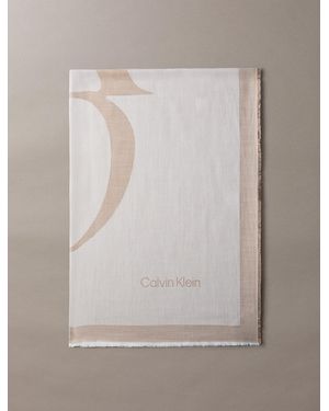 Calvin Klein Sciarpa Quadrata Con Logo - Grigio