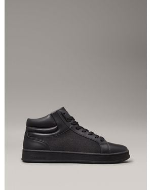 Calvin Klein Leather High-Top Logo Trainers - Grey