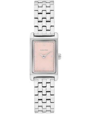 Calvin Klein Rectangle Dial Link Bracelet Watch - White