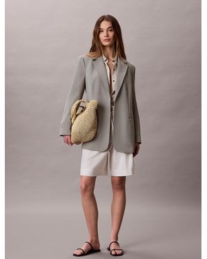 Calvin Klein Casual Twill Belted Blazer - Brown